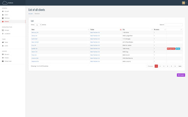 Clients list interface example.